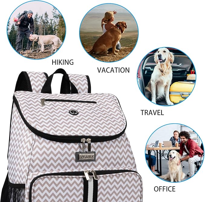 BAGLHER丨Dog Travel Bag, Airline Approved Pet Supplies Backpack, Dog Travel Backpack with 2 Silicone Collapsible Bowls and 2 Food Baskets