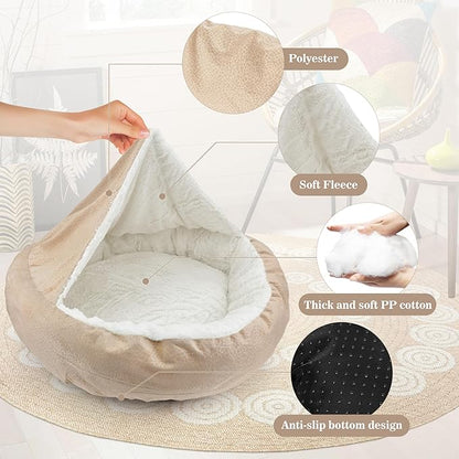 Dog Bed Warm with Hooded Blanket 26.5lbs, 23.6inch