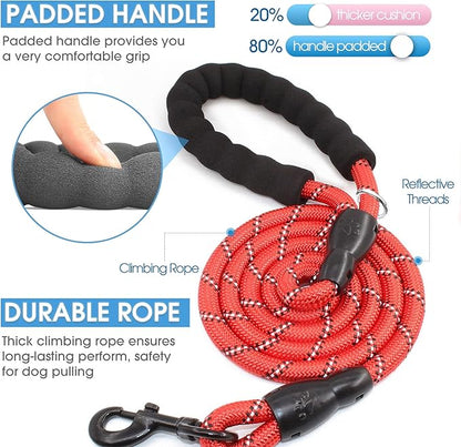 BAAPET 2/4/5/6 FT Dog Leash with Comfortable Padded Handle and Highly Reflective Threads for Small Medium and Large Dogs (6FT-1/2''