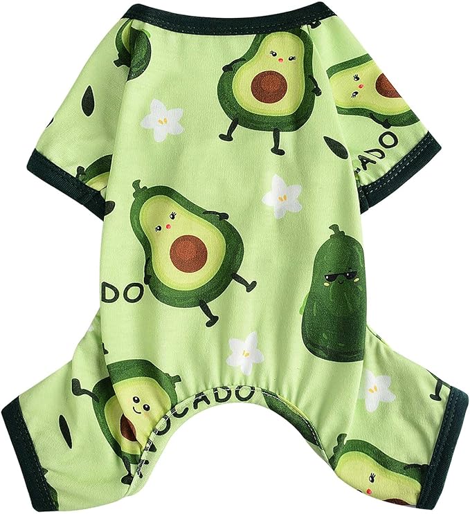 Dog Pajamas Pjs Spring Summer Dog Clothes for Small Dogs Girl Boy Soft Stretchy Puppy Clothes Onesie Cat Pet Jammies Outfit (Avocado, Small)