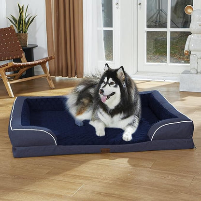 Memory Foam Large Dog Bed with Bolsters