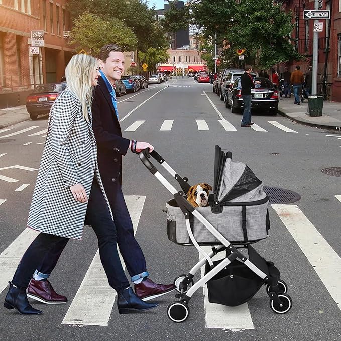 Pet Stroller for Cats and Small Dogs with Removable Carrier Liner 4-Wheel Cat