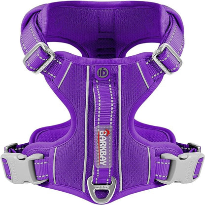 BARKBAY Dog Harness No Pull with ID Tag Pocket - Heavy Duty, Reflective, Easy Control for Large Dogs (Purple,S)