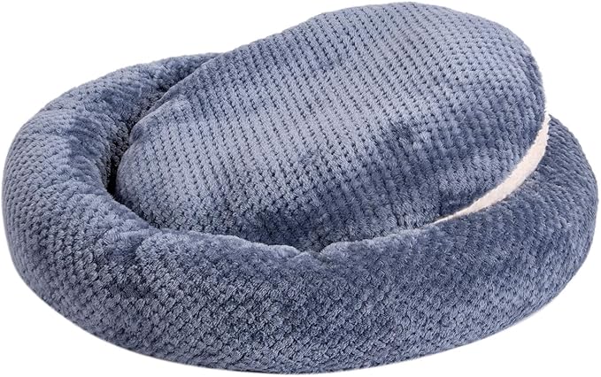 WONDER MIRACLE Fuzzy Deluxe Pet Beds, Super Plush Dog or Cat Beds Ideal for Dog Crates, Machine Wash & Dryer Friendly (24" x 24", Smoked Blue)