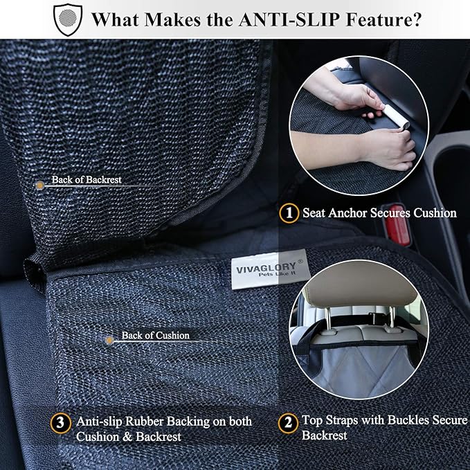 VIVAGLORY Front Dog Seat Covers 1PACK No-Skirt 600D Oxford