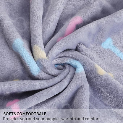 3 Pcs Washable-Soft Warm Dog Blanket Mix Grey 23"x15")