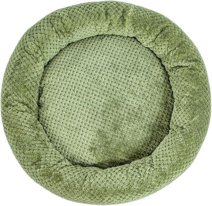 WONDER MIRACLE Fuzzy Deluxe Pet Beds, Super Plush Dog or Cat Beds Ideal for Dog Crates, Machine Wash & Dryer Friendly (24" x 24", Olive Green)