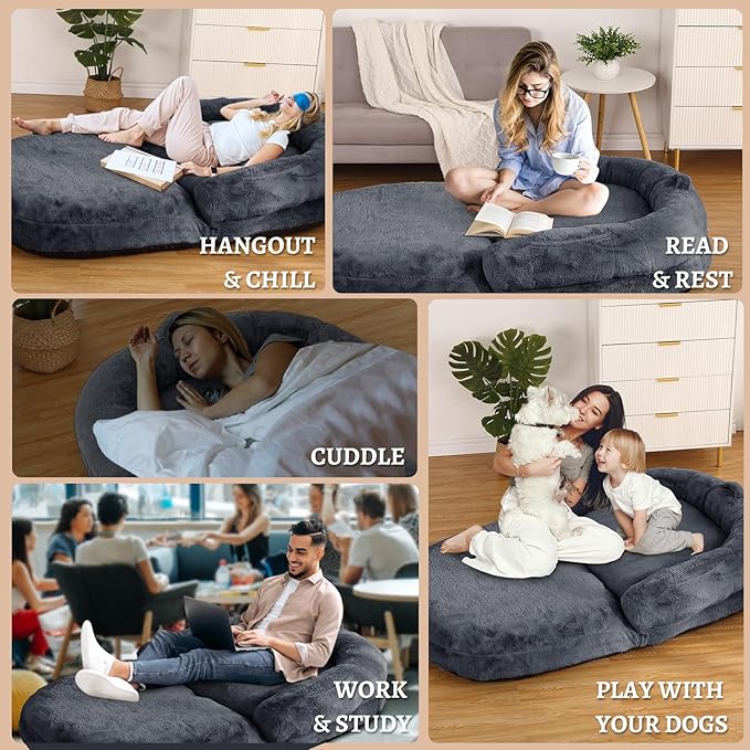 GAOMON Human Size Dog Bed for Adult 71"x43"x10" Giant