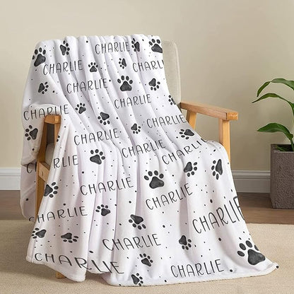 Personalized Dog Blankets Dog Paw Print Blanket Puppy Blanket 120"x90" for