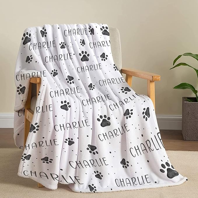 Personalized Dog Blankets Dog Paw Print Blanket Puppy Blanket 50"x40" for