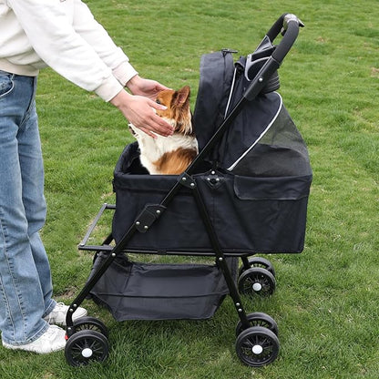 Pet Stroller for Cats/Dogs 4 Wheels 30lbs Small