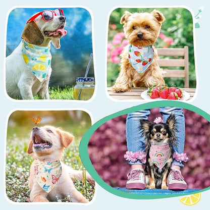 SCENEREAL Summer Dog Bandanas Bulk 4 Pack for Small Medium Large Dogs