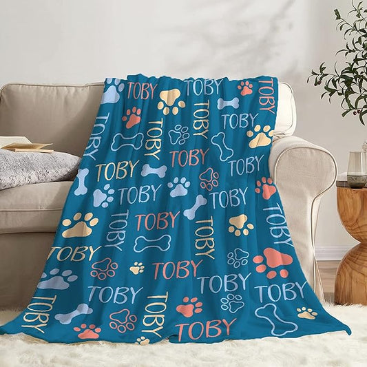 Personalized Dog Blankets Dog Paw Print Blanket Puppy Blanket 60"x50"