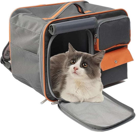 Pets Backpack Small Dog Carrier Airline Approved Soft-Sided Cat Puppy Bag with Washable Fleece Mats 3 Pockets,for Kitties/Pups/Bunny Rabbits Travel Outdoor