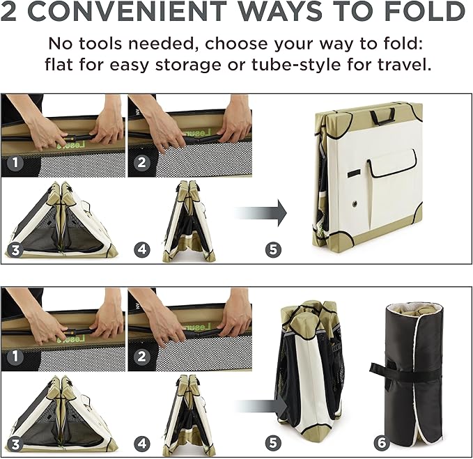 Lesure Soft Collapsible Dog Crate 42 Inch 4-Door Foldable