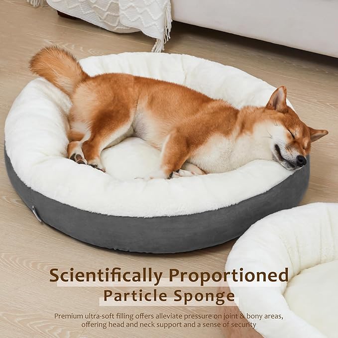 Love's cabin Round Donut Cat and Dog Cushion Bed 30in Pet