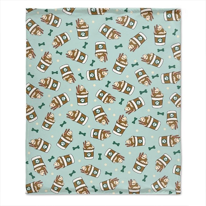 Puppy Coffee Dog Bone Blanket Gifts Super Soft Pet Blanket for Dog 50"x40" for
