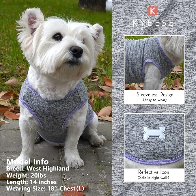 KYEESE 2 Pack Dog Shirts Quick Dry Soft Stretchy Dog T-Shirts with Reflective Label Tank Top Sleeveless Vest Sun Protection Dog Clothes for Medium Dogs 2XL