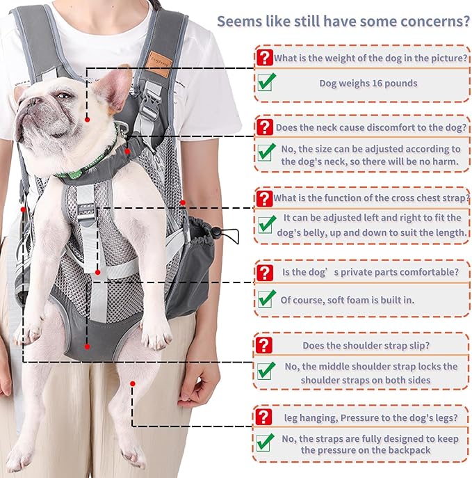 Dog Carrier Backpack - Legs Out Front Facing Pet Carrier Backpack for Small Medium Dogs, Hands-Free Dog Front Carrier, Easy-fit Adjustable Dog Carrying Backpack for Walking Hiking Bike and Motorcycle