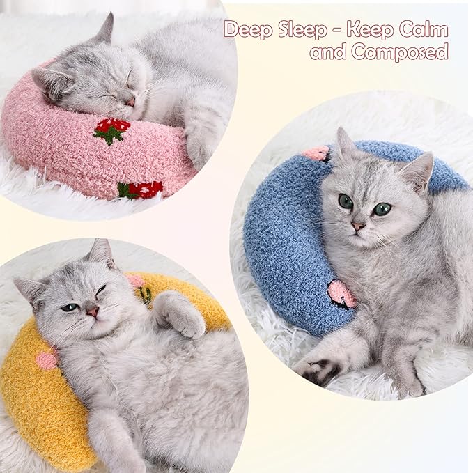 Dog Pillow Bed, Cat Calming Pillow, Dog Neck Pillow for Joint Relief Sleeping, Ultra Soft Half Donut Cuddler, Pillow Pet for Upper Spine Support, Doggy/Kitten Pillow Training Toy, 3Pack