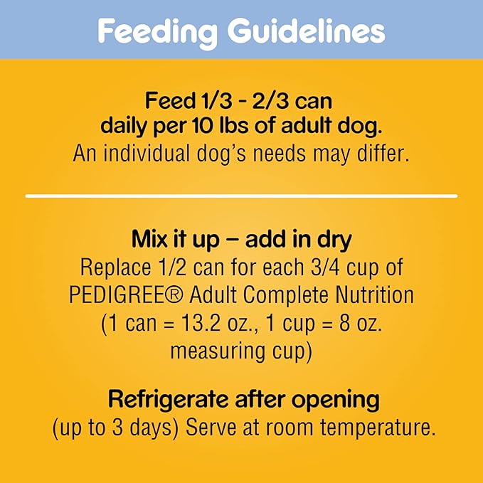 PEDIGREE CHOPPED GROUND DINNER Adult Canned Soft Wet Dog Food Combo with Chicken, Liver & Beef, 13.2 oz. Cans (Pack of 12)