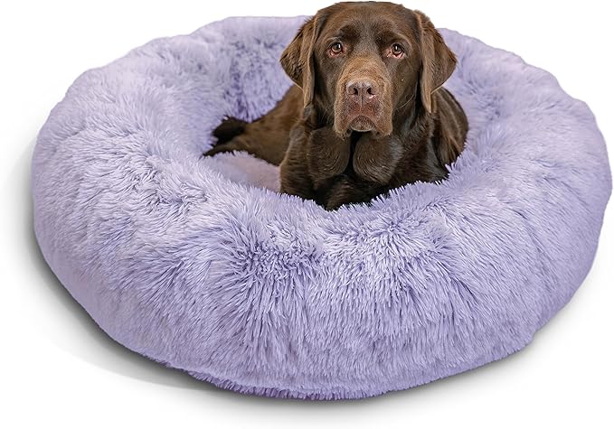 Best Friends by Sheri The Original Calming Donut Cat and Dog Bed in Shag Fur Lavender 36"
