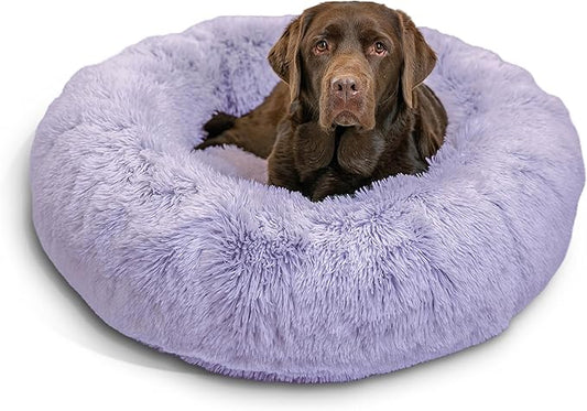 Best Friends by Sheri The Original Calming Donut Cat and Dog Bed in Shag Fur Lavender 36"