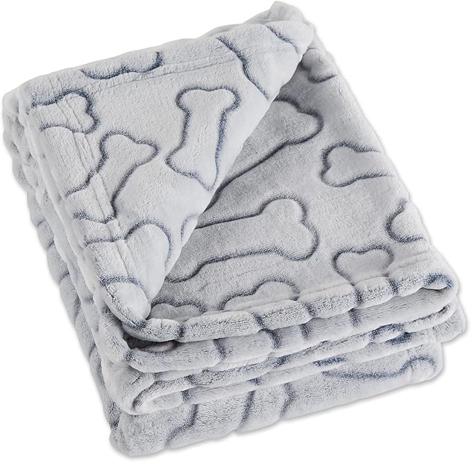 Bone Dry Embossed Bone Print Pet Blanket 36x48", Gray