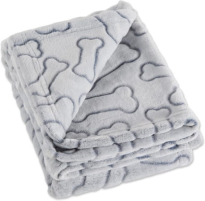 Bone Dry Embossed Bone Print Pet Blanket 36x48", Gray
