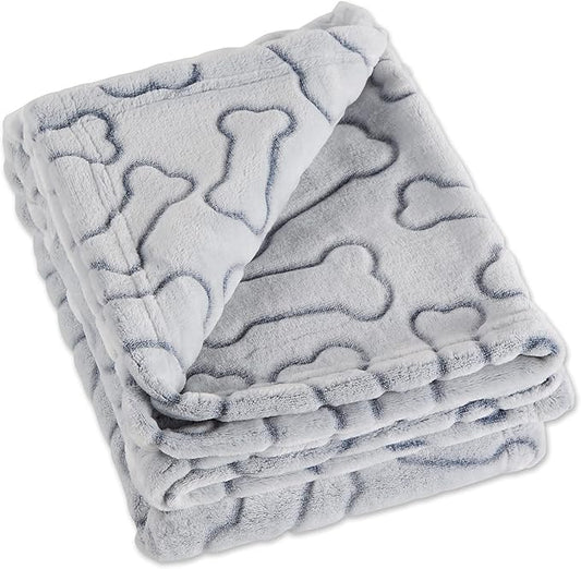 Bone Dry Embossed Bone Print Pet Blanket 36x48", Gray