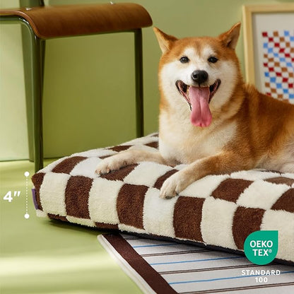 Lesure Large Dog Beds-Thick Shredded Chopped Foam Pet Bed Bottom(36'x27', Brown)