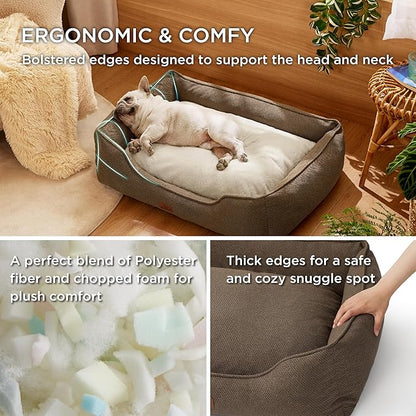 Bedsure Washable Dog Bed for Medium Dogs 30x24x9inches, Brown