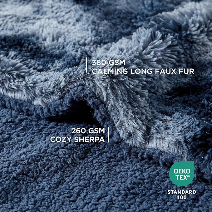 Bedsure Waterproof Dog Blankets for Large Dogs - Calming Cat Blanket for Couch Protector Washable, Long Faux Fur Pet Throw Blanket for Puppy, Reversible Furniture Protection, 50"x60", Tie-dye Navy