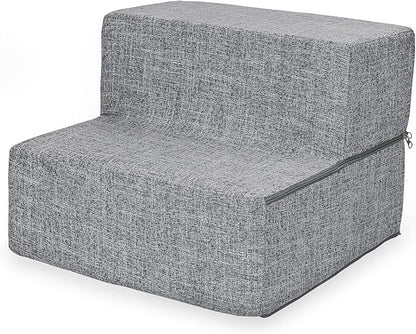 Best Pet Supplies Foldable Foam Pet Steps for Small Dogs and Cats Linen,2-Step