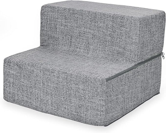 Best Pet Supplies Foldable Foam Pet Steps for Small Dogs and Cats Linen,2-Step