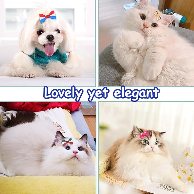 60Pcs Small Dogs Bows with Clips Girl Puppy