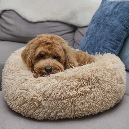 Small Dog Bed Calming Dogs Bed for Small Medium Large Dogs Anti-Anxiety Puppy Bed Machine Washable Warming Cozy Soft Pet Round Bed Fits up to 10-100 lbs (Small (Pack of 1)
