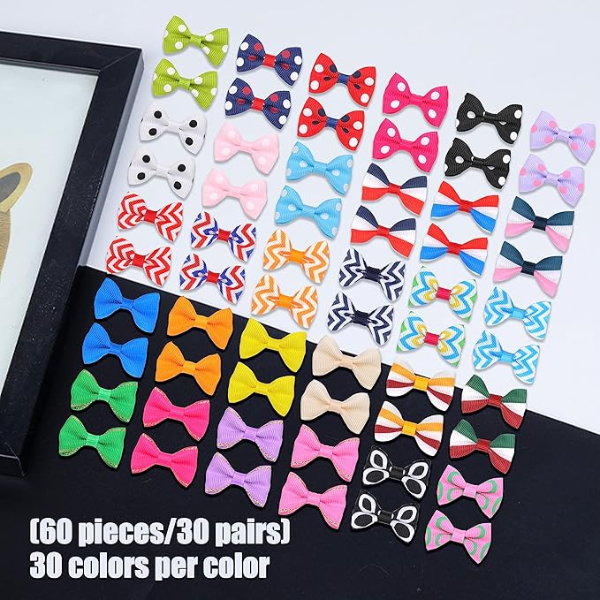 60Pcs Small Dogs Bows with Clips Girl Puppy