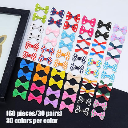 60Pcs Small Dogs Bows with Clips Girl Puppy