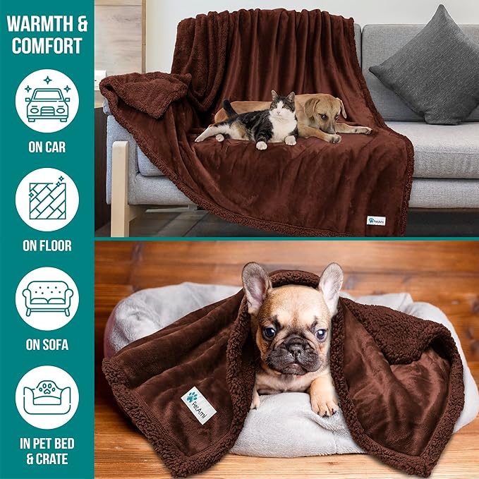 PetAmi WATERPROOF Dog Blanket for Bed 90x90 Brown