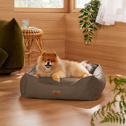 Bedsure Washable Dog Bed for Small Dogs 25x21x8inches, Brown