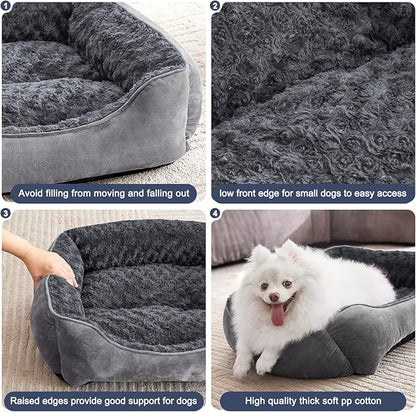 JOEJOY Rectangle Dog Bed for Large Medium Small Dogs Machine Washable Sleeping Dog Sofa Bed Non-Slip Bottom Breathable Soft Puppy Bed Durable Orthopedic Calming Pet Cuddler