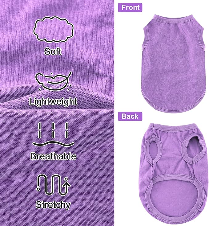Dog Shirt Vest Clothes for Small Dogs Boy Girl Summer Solid Stretchy Puppy T-Shirts Soft Cool Breathable Lightweight Dog Sweatshirt Pet Cat Outfit