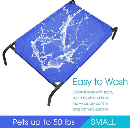 PHYEX Heavy Duty Steel-Framed Portable Elevated Pet Bed 33" L 19" W 7.5" H(S,