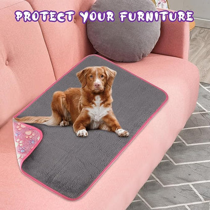 YUEPET Waterproof Dog Blankets, 2 Pack Washable Dog Blankets for Bed Couch Sofa Protector Fleece Flannel Puppy Blanket Soft Plush Reversible Throw Blanket for Small Dogs Puppy Cat 23"×16"(Purple+Pink)