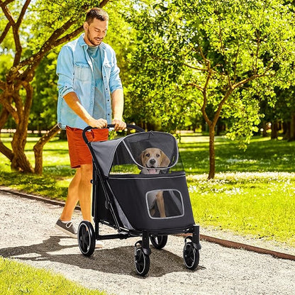NicBex Dog Stroller One-Click Foldable Doggy Stroller Pet Stroller with Storage Smooth Ride with Shock Absorption