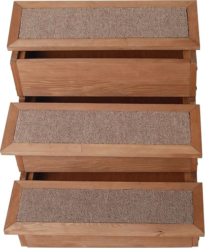 zoovilla PTR0082212010 Yorkshire Pet Step with Storage, Wood Bedside Ramp with Storage, Natural Wood, 15.55″D x 17.50″W x 14.76″H