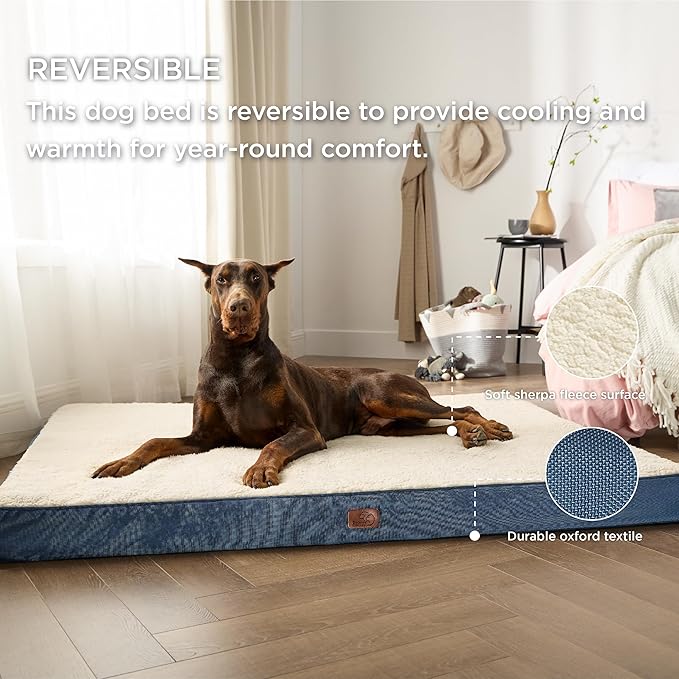 Bedsure Jumbo Dog Bed for Large Dogs 150lbs, Denim