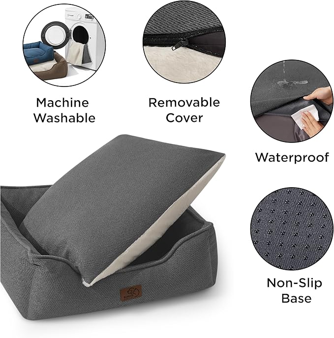 Bedsure Washable Dog Bed for Medium Dogs 30x24x9inches, Grey