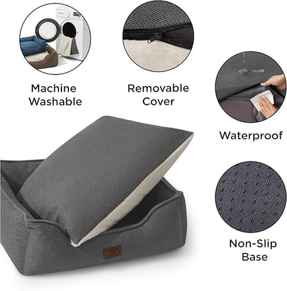 Bedsure Washable Dog Bed for Small Dogs 25x21x8inches, Grey
